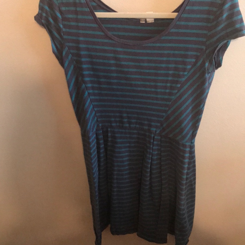 Striped dress with cap sleeves